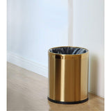 HARRA HOME Open Top Modern Round Metal Small Trash Can Wastebasket Garbage Container Bin for Bathroom Office Bedroom Home, Durable Stainless Steel Brass Trashcan