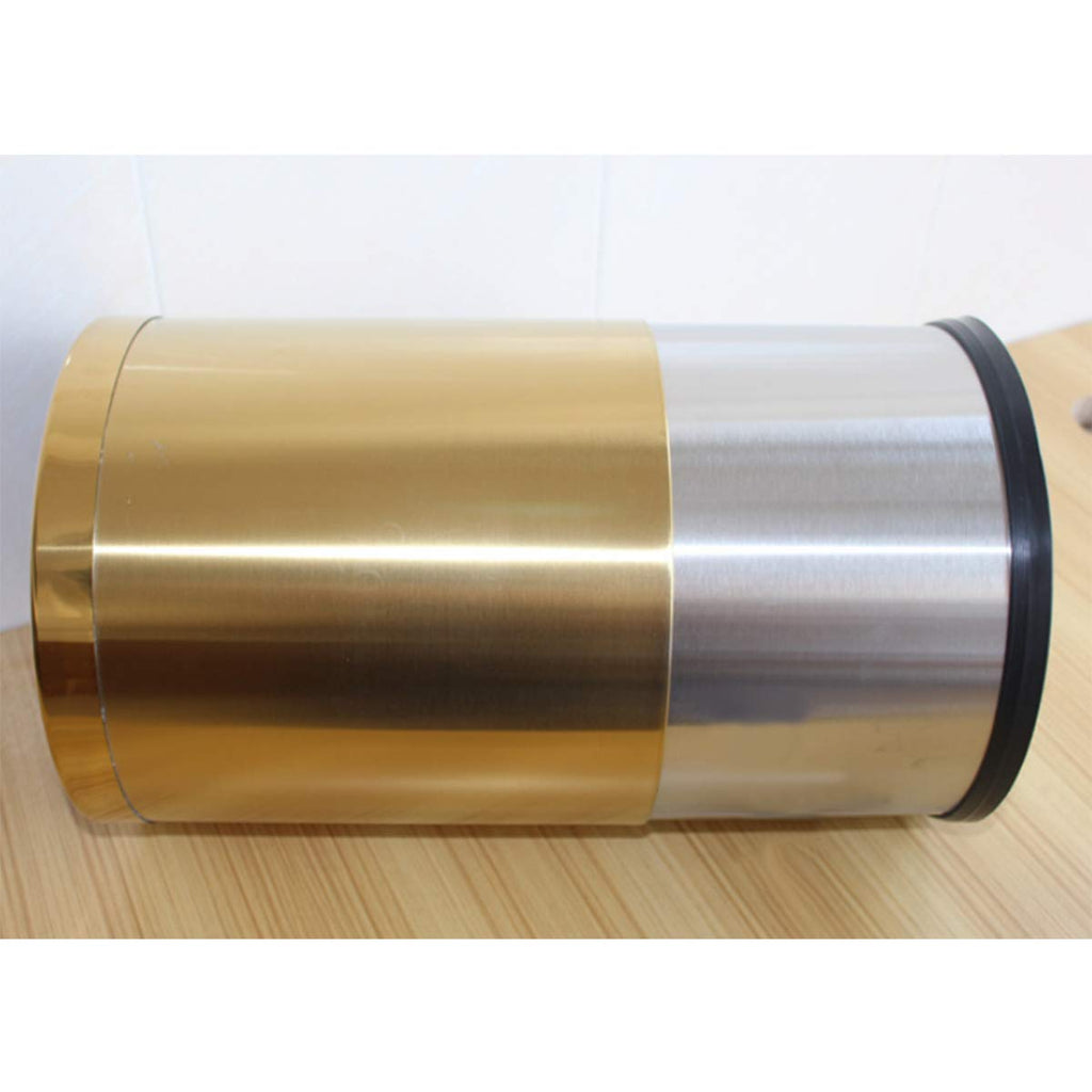 HARRA HOME Open Top Modern Round Metal Small Trash Can Wastebasket Garbage Container Bin for Bathroom Office Bedroom Home, Durable Stainless Steel Brass Trashcan