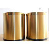 HARRA HOME Open Top Modern Round Metal Small Trash Can Wastebasket Garbage Container Bin for Bathroom Office Bedroom Home, Durable Stainless Steel Brass Trashcan