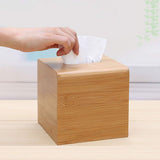 HARRA HOME Natural Bamboo Square Facial Tissue Storage Paper Box Cover Napkin Case Holder for Bathroom Vanity Counter Tops, Bedroom Dressers, Night Stands, Desks and Tables