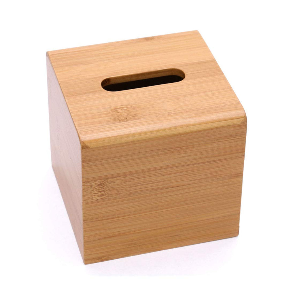 HARRA HOME Natural Bamboo Square Facial Tissue Storage Paper Box Cover Napkin Case Holder for Bathroom Vanity Counter Tops, Bedroom Dressers, Night Stands, Desks and Tables