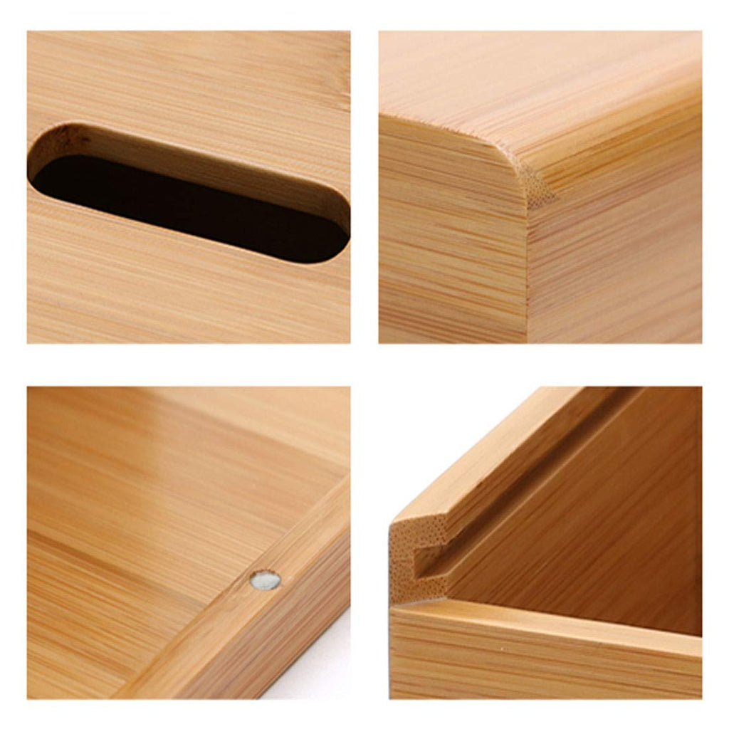 HARRA HOME Natural Bamboo Square Facial Tissue Storage Paper Box Cover Napkin Case Holder for Bathroom Vanity Counter Tops, Bedroom Dressers, Night Stands, Desks and Tables