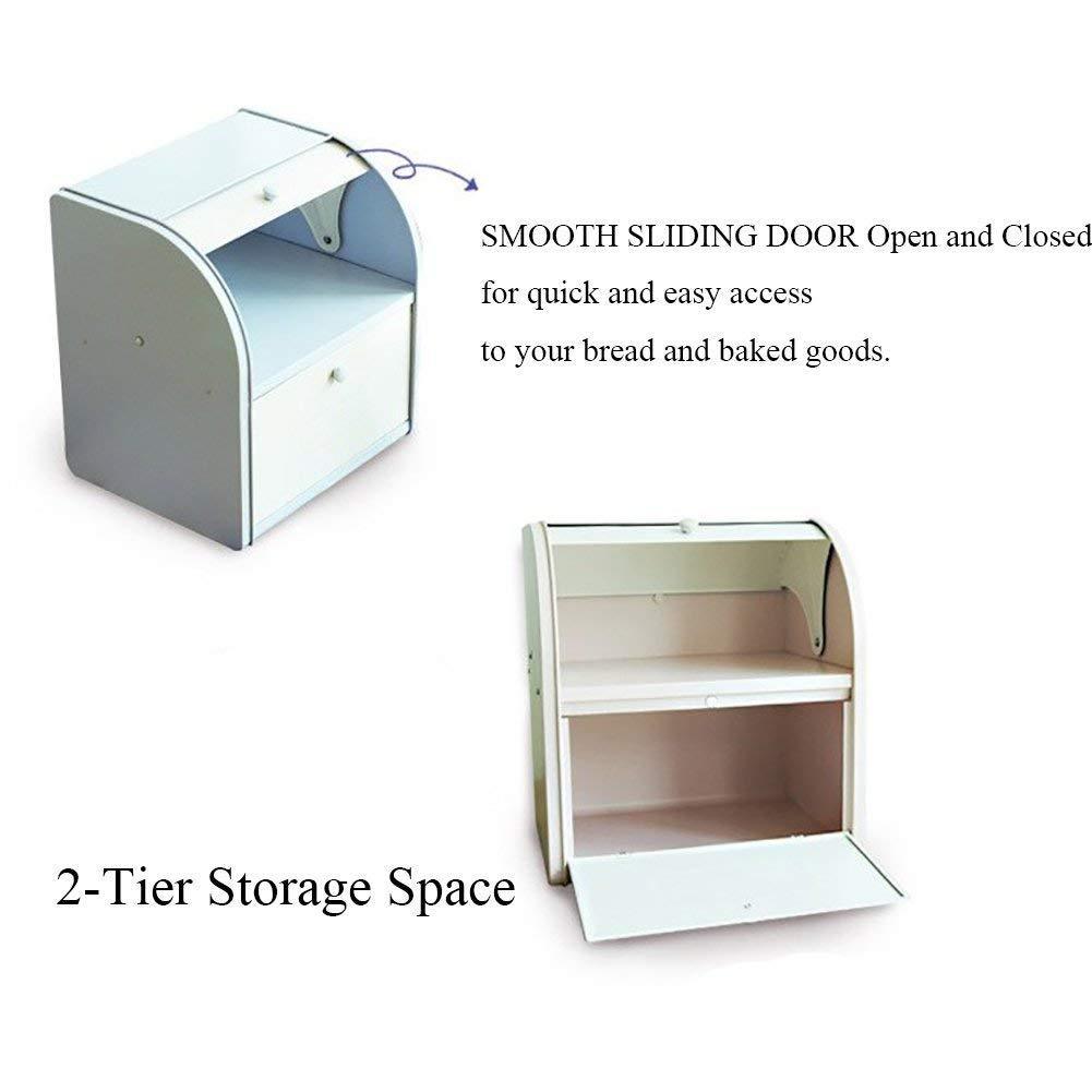 HARRA HOME 2-Tier Bread Box For Kitchen Counter, Bread Bin Storage Container For Loaves, Pastries, And More, (12 X 9.5 X 13) Inch (Blue)