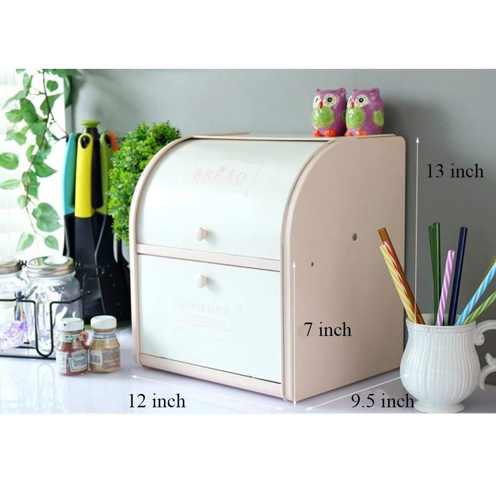 HARRA HOME 2-Tier Bread Box For Kitchen Counter, Bread Bin Storage Container For Loaves, Pastries, And More, (12 X 9.5 X 13) Inch (Blue)