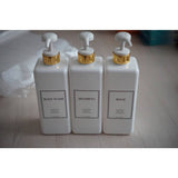 HARRA HOME Modern Gold Design Shower Dispenser Sets, 27 Oz Refillable Bottles With Pumps, Pack Of 3