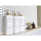 HARRA HOME Modern Gold Design Shower Dispenser Sets, 27 Oz Refillable Bottles With Pumps, Pack Of 3