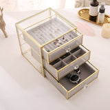 Jewelry Organizer tidying up collection box glass drawer cosmetics storage box organizer containers