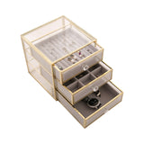 Jewelry Organizer tidying up collection box glass drawer cosmetics storage box organizer containers