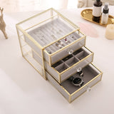 Jewelry Organizer tidying up collection box glass drawer cosmetics storage box organizer containers