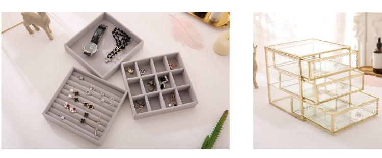 Jewelry Organizer tidying up collection box glass drawer cosmetics storage box organizer containers