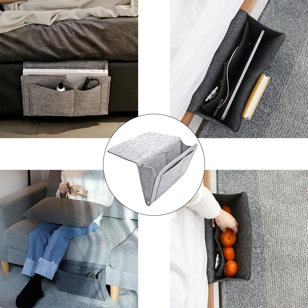 Bed Storage Bag with Pocket Felt, Bedside Hanger, Table Sofa Bedroom Mattress Bedside Anti-slip Organizer Holders