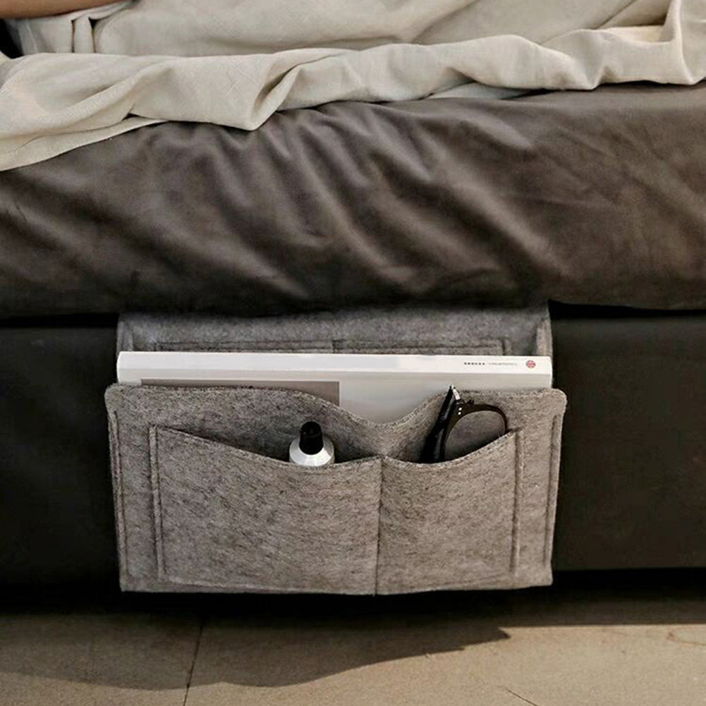 Bed Storage Bag with Pocket Felt, Bedside Hanger, Table Sofa Bedroom Mattress Bedside Anti-slip Organizer Holders
