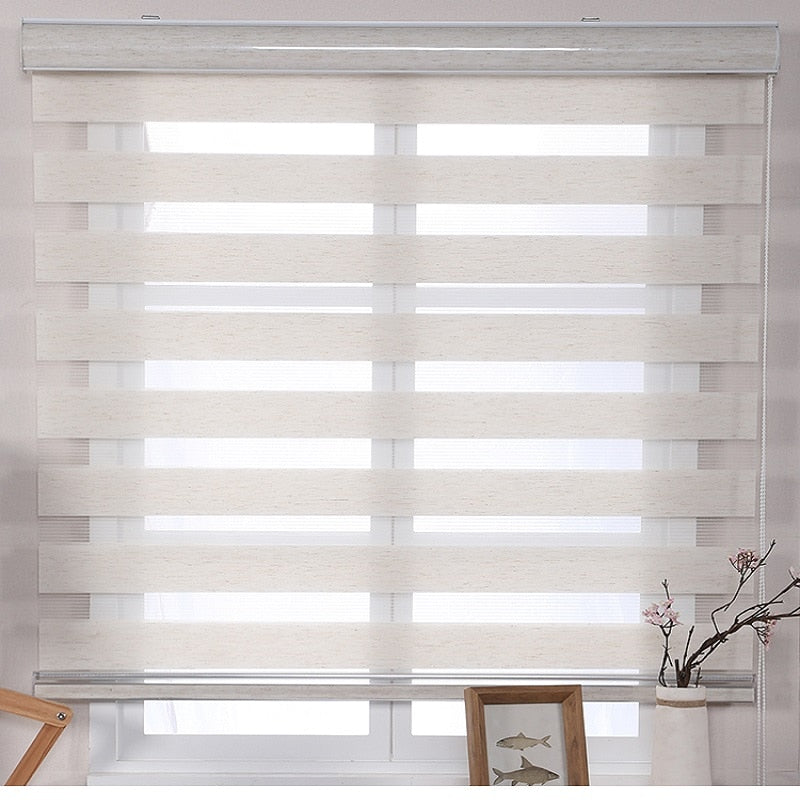 Simple Fabric Double Layer Zebra Customized Roller Blinds For Room Kitchen