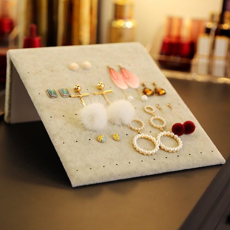 L Shape Earring Display Stand Holder Velvet Stud Earrings Display Rack Pin Ear Ring Jewelry Storage Holder Shelf (60 pairs)