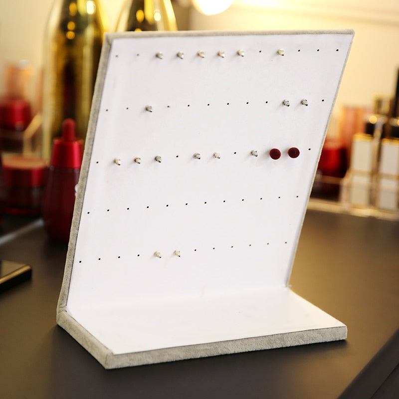 L Shape Earring Display Stand Holder Velvet Stud Earrings Display Rack Pin Ear Ring Jewelry Storage Holder Shelf (60 pairs)