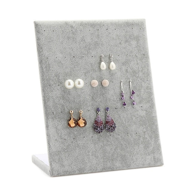 L Shape Earring Display Stand Holder Velvet Stud Earrings Display Rack Pin Ear Ring Jewelry Storage Holder Shelf (60 pairs)