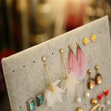 L Shape Earring Display Stand Holder Velvet Stud Earrings Display Rack Pin Ear Ring Jewelry Storage Holder Shelf (60 pairs)