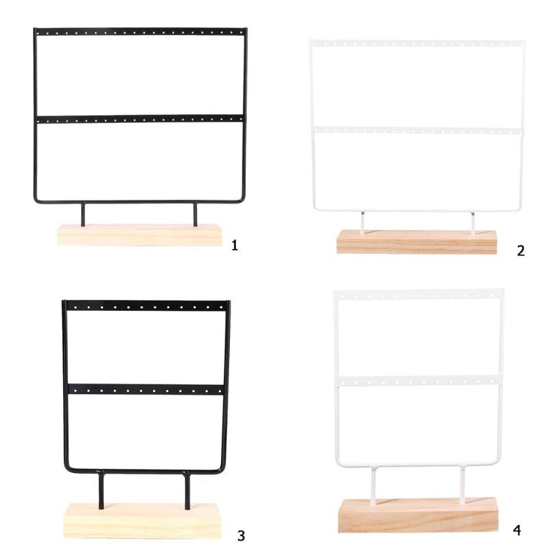 Wooden Metal Jewelry Display Rack Stand for Fashion Ear Hook Drop Earrings Showcase