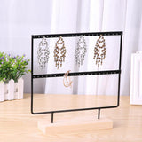 Wooden Metal Jewelry Display Rack Stand for Fashion Ear Hook Drop Earrings Showcase