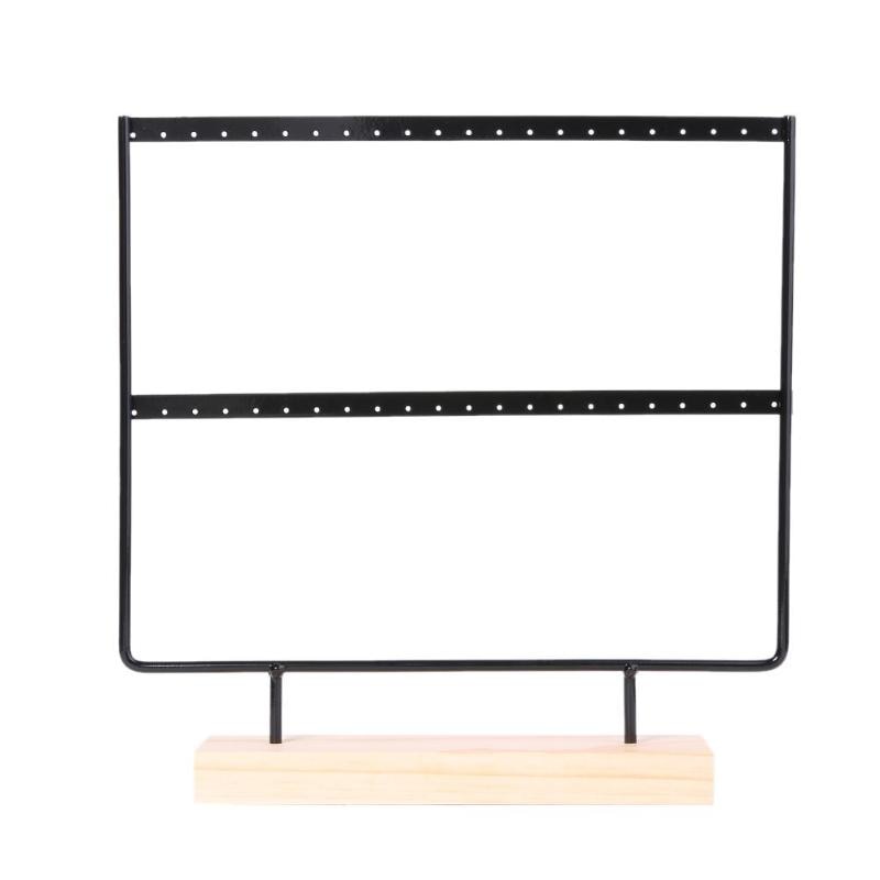 Wooden Metal Jewelry Display Rack Stand for Fashion Ear Hook Drop Earrings Showcase