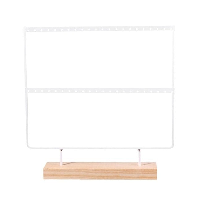 Wooden Metal Jewelry Display Rack Stand for Fashion Ear Hook Drop Earrings Showcase