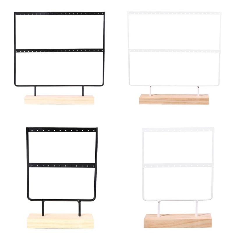 Wooden Metal Jewelry Display Rack Stand for Fashion Ear Hook Drop Earrings Showcase