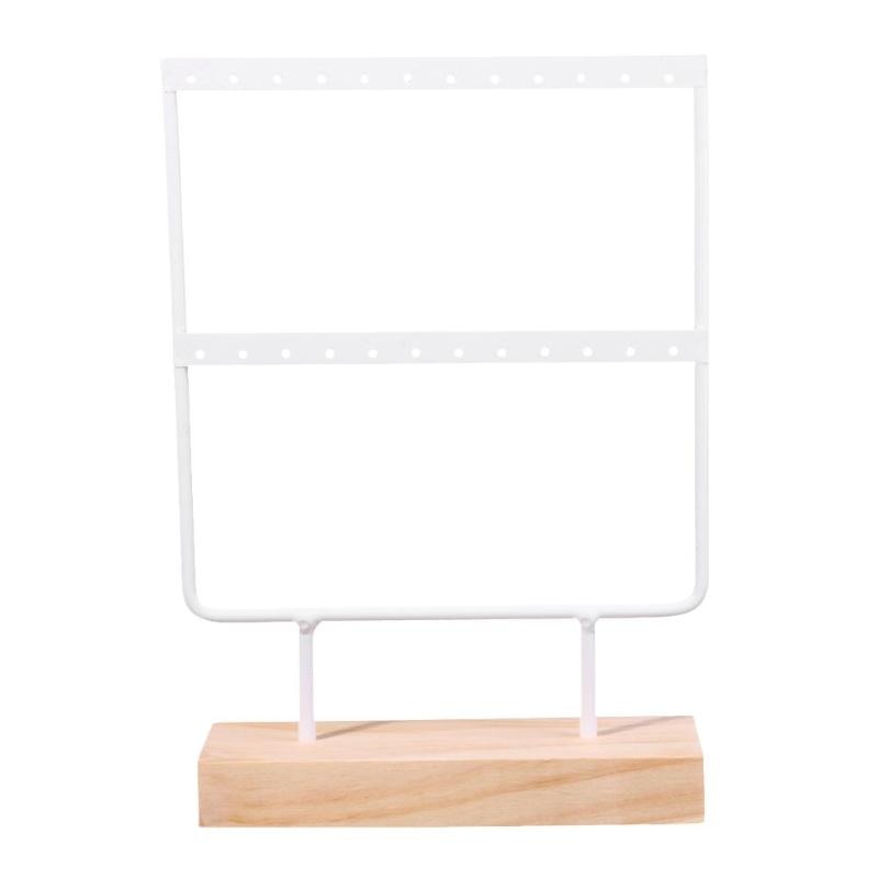 Wooden Metal Jewelry Display Rack Stand for Fashion Ear Hook Drop Earrings Showcase