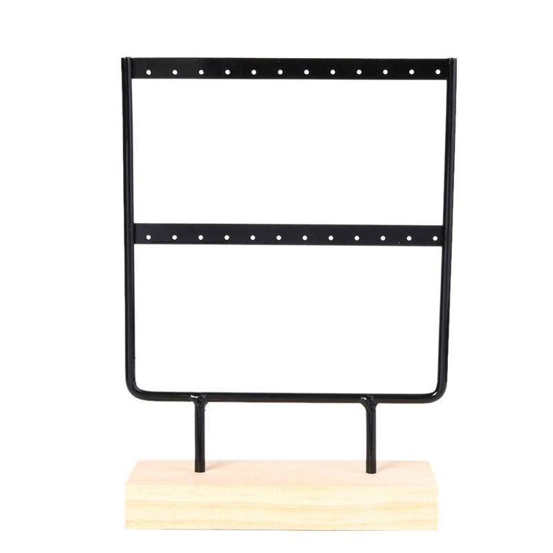 Wooden Metal Jewelry Display Rack Stand for Fashion Ear Hook Drop Earrings Showcase