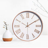 Modern Silent Non-Ticking Wall Clock 12 inch, Decorative Wall Clock for Home Living Room Bathroom Bedroom School Office Clocks, Roman Numeral Plastic Frame, Glass Cover