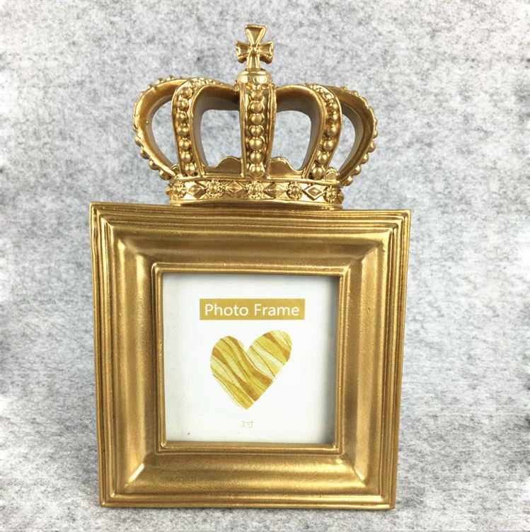 Luxury Baroque Style Gold Crown Decor Creative Picture Frame, Photo Frame, Great for Gift Home Wedding Decoration