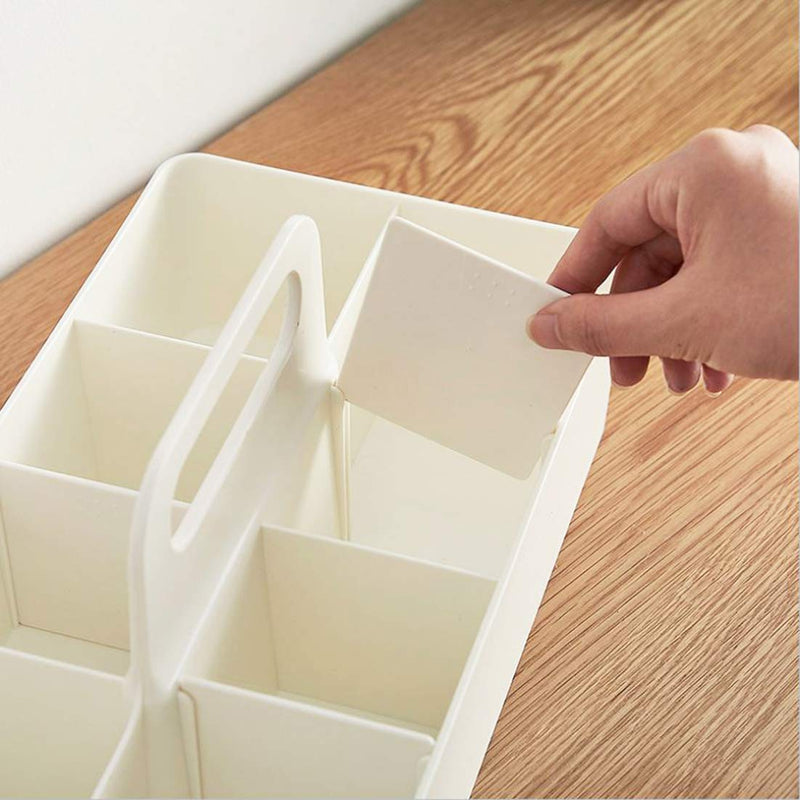 Adjustable & Portable Storage Organizer Caddy Tote - Divided Basket Bin with Handle for Craft, Nursery, Cleaning Supplies, Shower Essentials, Desk Utility, Office Bucket (White, Pack of 1)