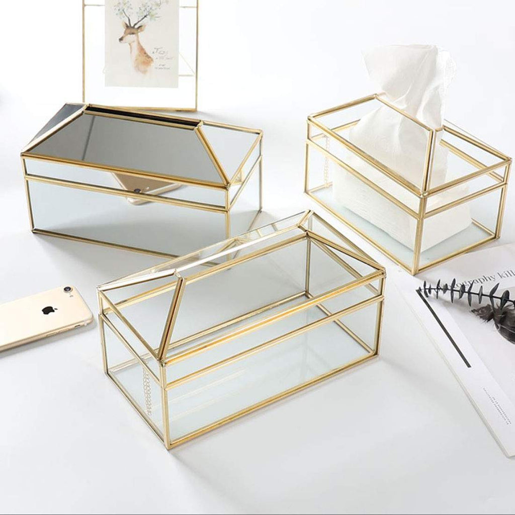 Modern Acrylic Tissue Box Desk Organizer with Storage Drawer