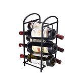 HARRA HOME Modern Free Standing Countertop Wine Rack - Stores 6 Bottles, Wine Storage Holder Stand for Cabinet Home Décor Tabletop - Minimal Assembly Required, Black