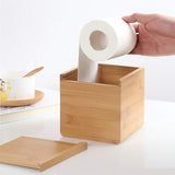 HARRA HOME Natural Bamboo Square Facial Tissue Storage Paper Box Cover Napkin Case Holder for Bathroom Vanity Counter Tops, Bedroom Dressers, Night Stands, Desks and Tables