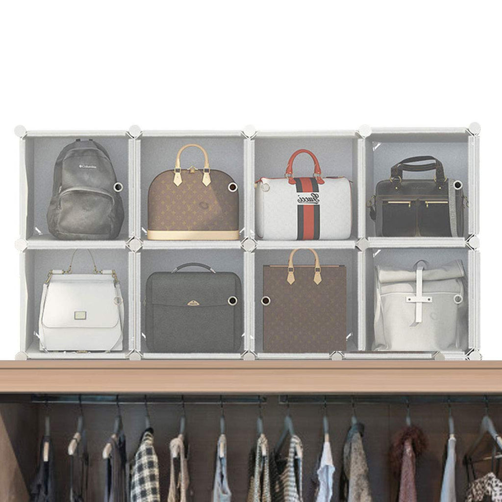 HARRA HOME Versatile Handbag Storage, Tote, Clutch, Purse and Bag Organizer, Closet Space-Saving DIY Cube Shelf & Cabinet Cubby Organizers