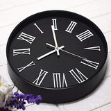 Modern Silent Non-Ticking Wall Clock 12 inch, Decorative Wall Clock for Home Living Room Bathroom Bedroom School Office Clocks, Roman Numeral Plastic Frame, Glass Cover