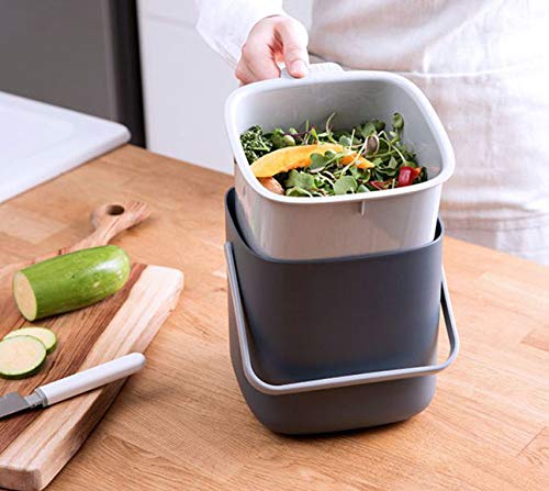 HARRA HOME Double Layer Compost Bin with lid, Food Waste Bucket