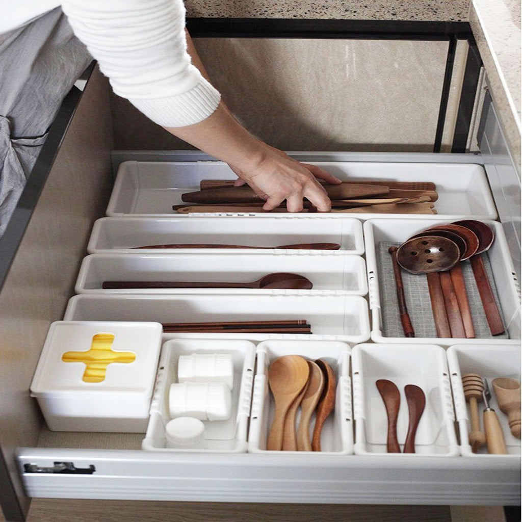 HARRA HOME Expandable Drawers Organizer, Adjustable cutlery sliding tray,  Tidying Up small boxes for kitchen utensils, silverware, toolbox, flatware,  office desk Makeup drawer Divider, Organizing Bins – HARRAHOME