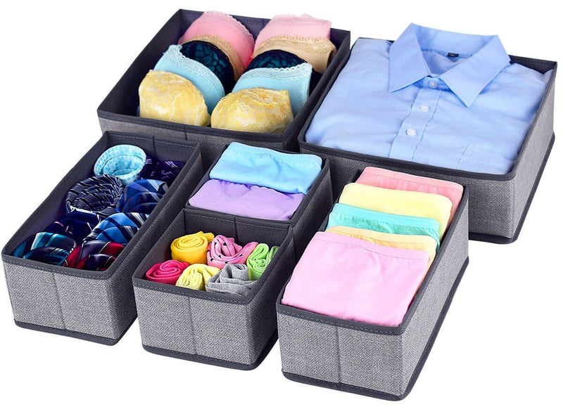 HARRA HOME Soft Fabric Drawer Organizer, Clothes Box For Underwear Bra Sock Tie Scarf, Organizing Child Baby Kids Room, Nursery Closet Drawer Divider, Set Of 6