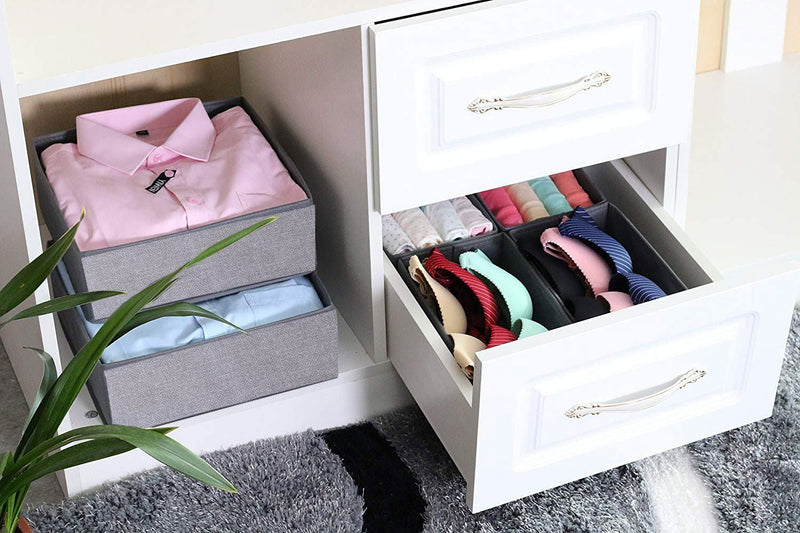 HARRA HOME Soft Fabric Drawer Organizer, Clothes Box For Underwear Bra Sock Tie Scarf, Organizing Child Baby Kids Room, Nursery Closet Drawer Divider, Set Of 6