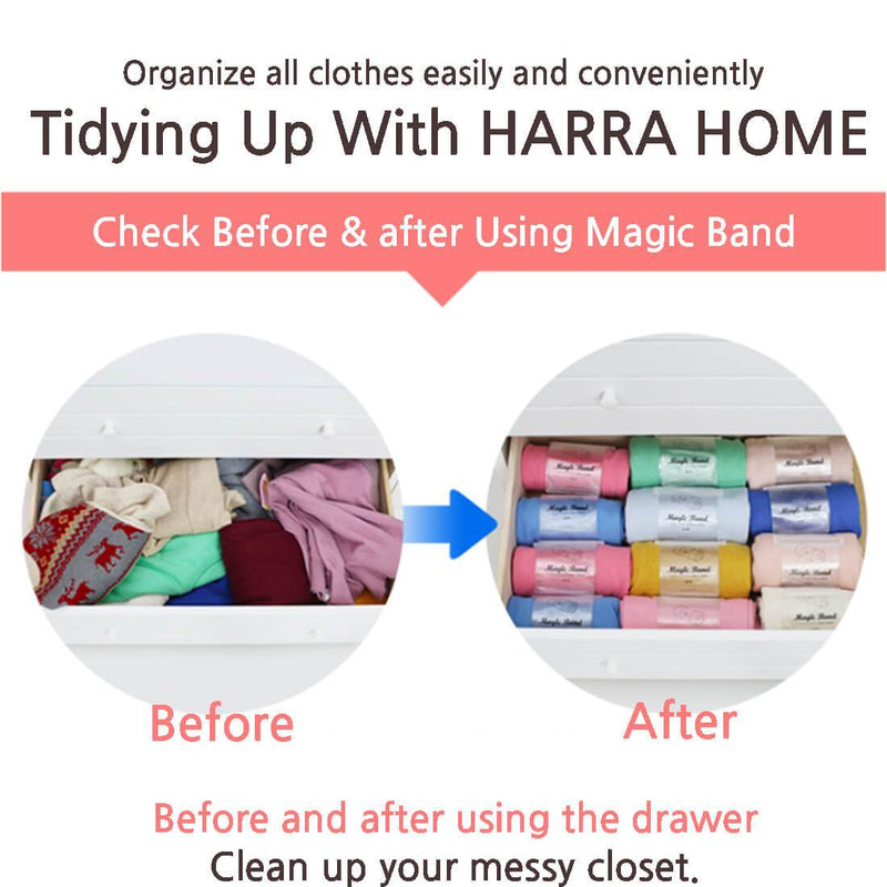 HARRA HOME Tidying Up Magic Band - Dresser Drawer And Closet Storage Organizer
