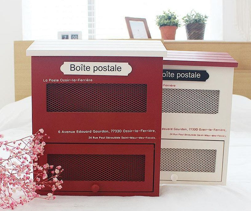 Vintage Letter boxes wood Red post box