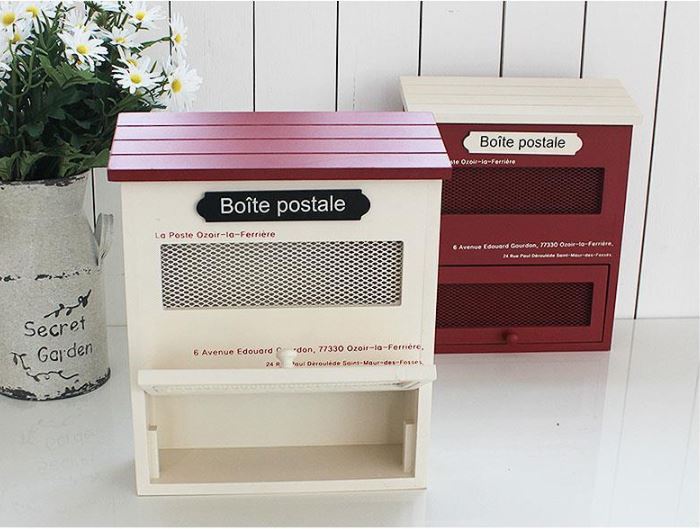 Vintage Letter boxes wood Red post box