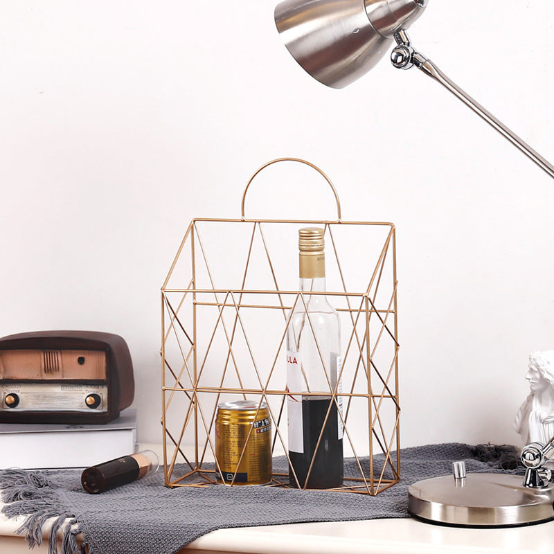 Nordic Metal Gold Magazine rack & Newspaper stand, Wall Hanging Elegant Storage Basket Organizer