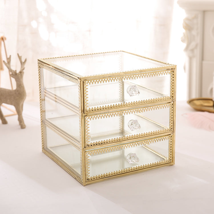 Jewelry Organizer tidying up collection box glass drawer cosmetics storage box organizer containers