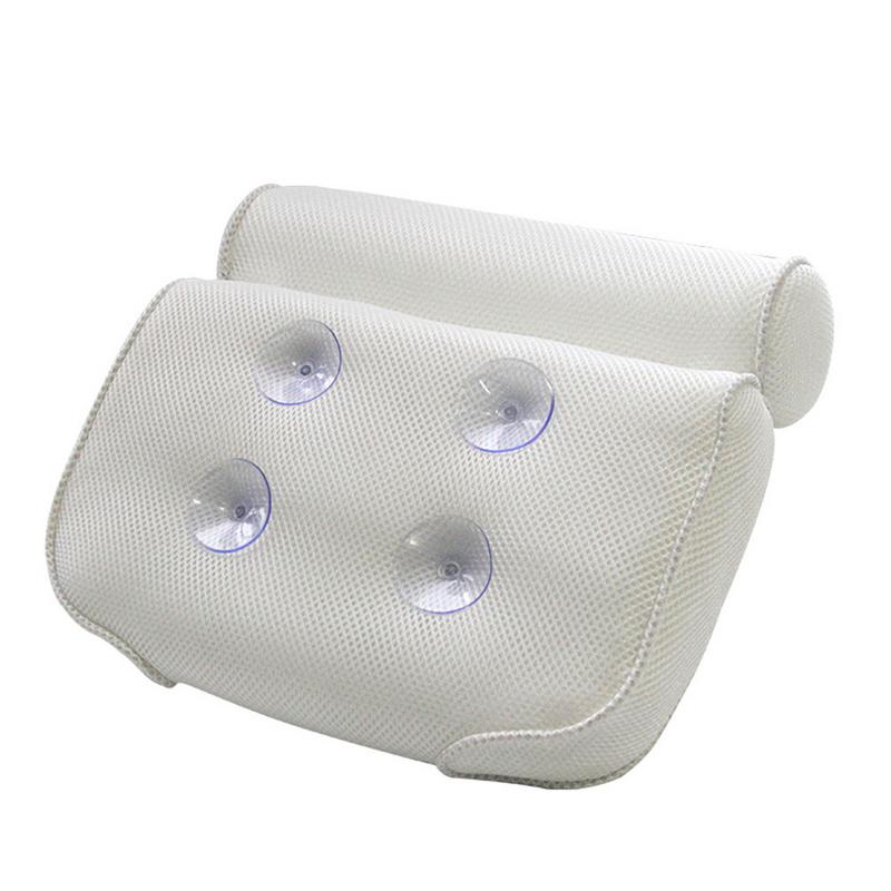 1pc Polyester Bath Pillow, 3D Mesh Suction Cup Bathtub Head Neck